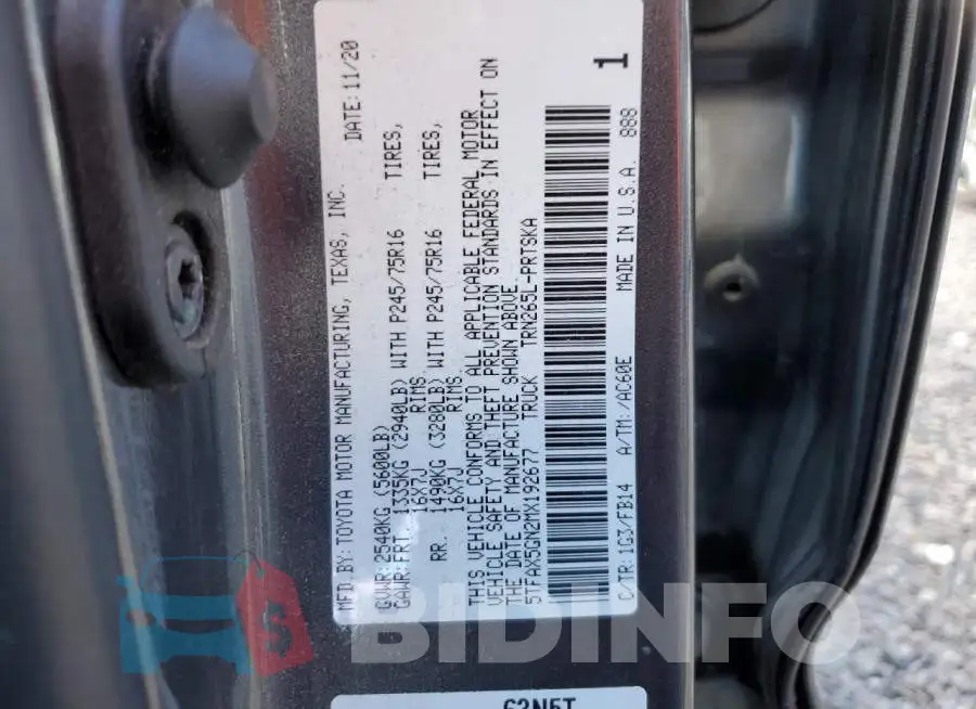 5TFAX5GN2MX192677 Photo# 13
