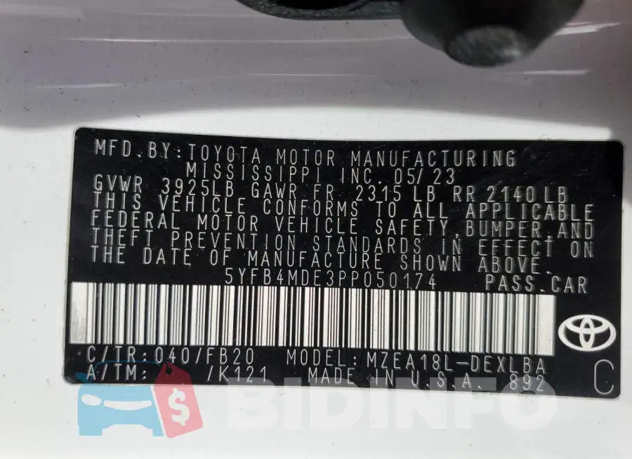 5YFB4MDE3PP050174 Photo# 12