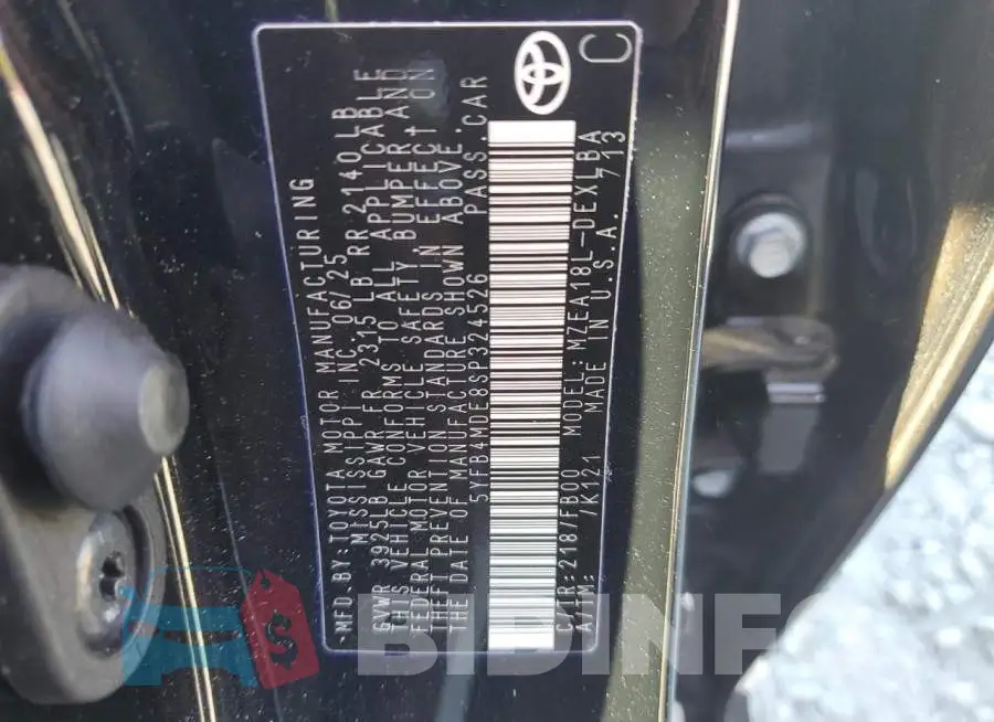 5YFB4MDE8SP324526 Photo# 12