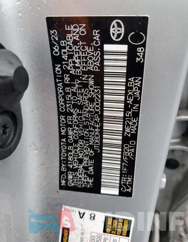 JTDBDMHE4PJ002231 Photo# 13