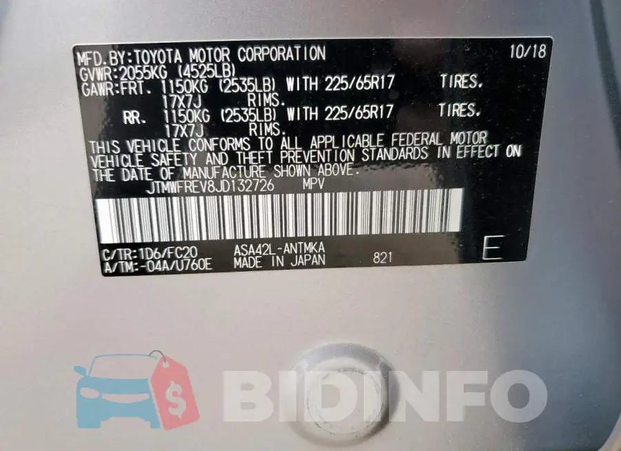 JTMWFREV8JD132726 Photo# 14