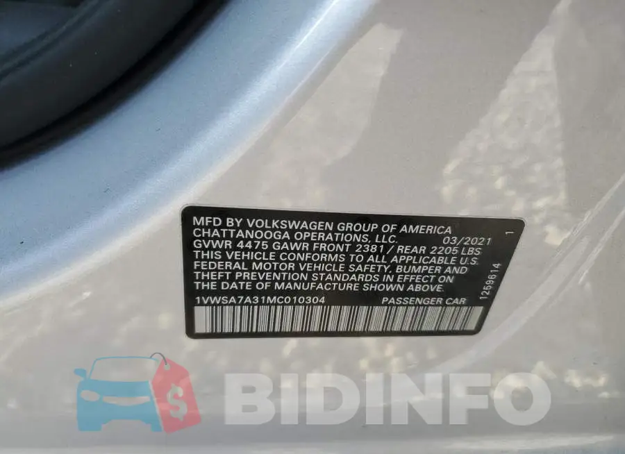 1VWSA7A31MC010304 Photo# 12