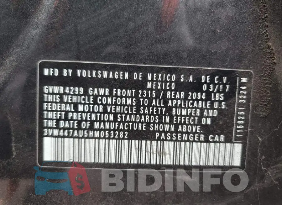 3VW447AU5HM053282 Photo# 12
