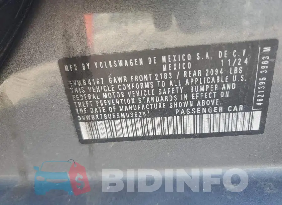 3VWBX7BU5SM036261 Photo# 12