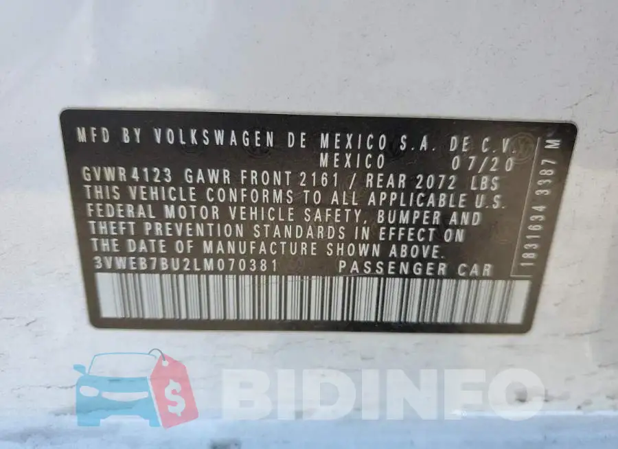 3VWEB7BU2LM070381 Photo# 12