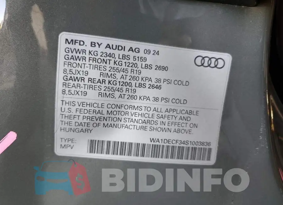 WA1DECF34S1003836 Photo# 14