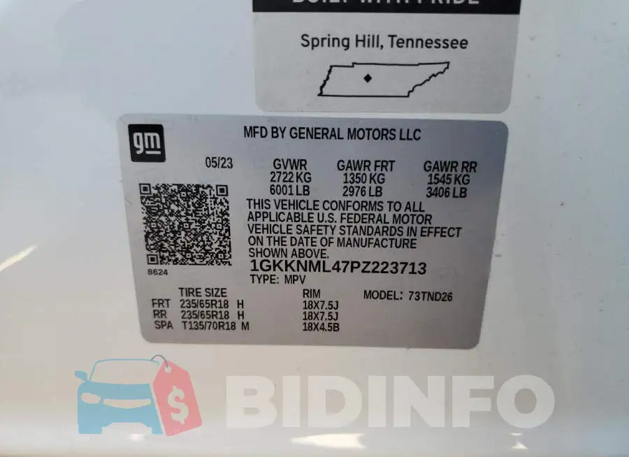 1GKKNML47PZ223713 Photo# 13
