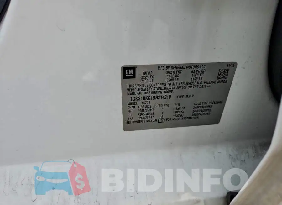 1GKS1BKC1GR214210 Photo# 12
