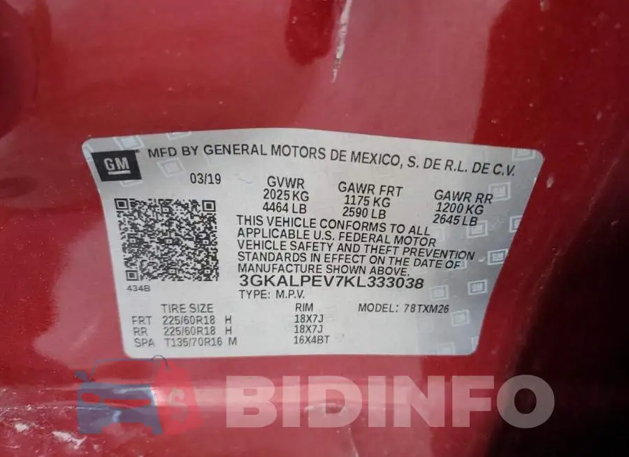 3GKALPEV7KL333038 Photo# 13