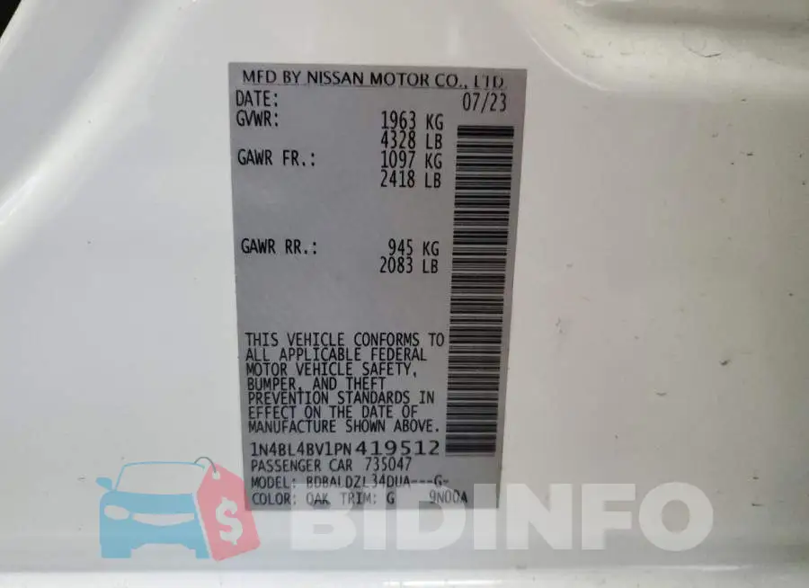 1N4BL4BV1PN419512 Photo# 13