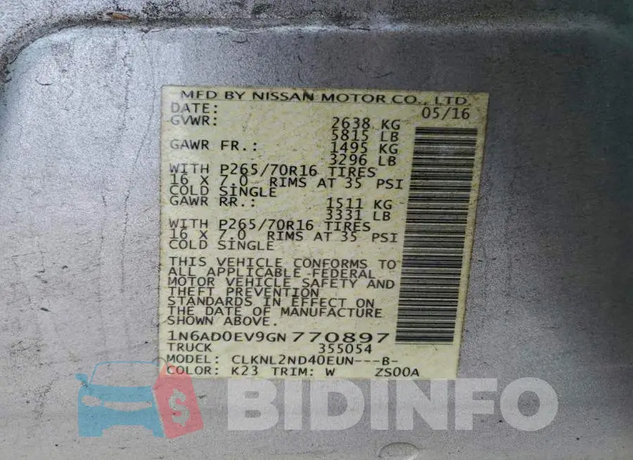 1N6AD0EV9GN770897 Photo# 12