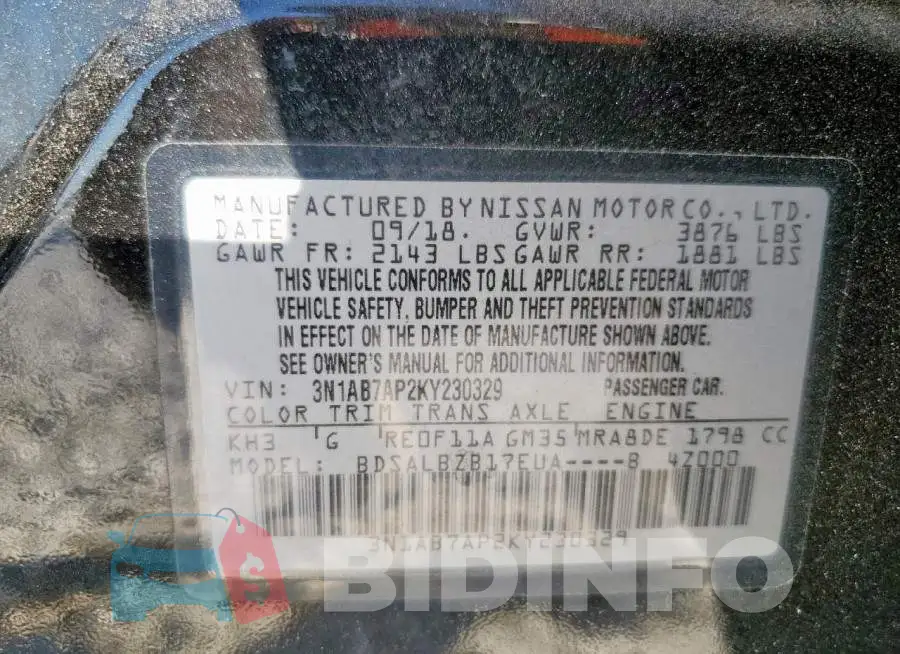 3N1AB7AP2KY230329 Photo# 13