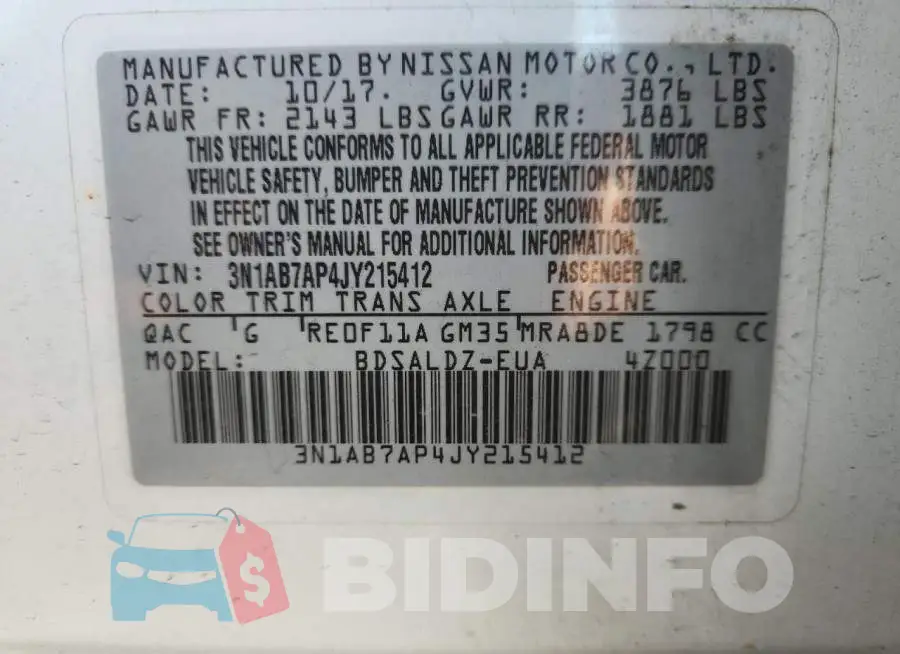 3N1AB7AP4JY215412 Photo# 12