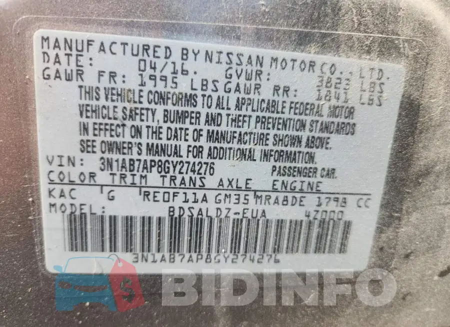 3N1AB7AP8GY274276 Photo# 13