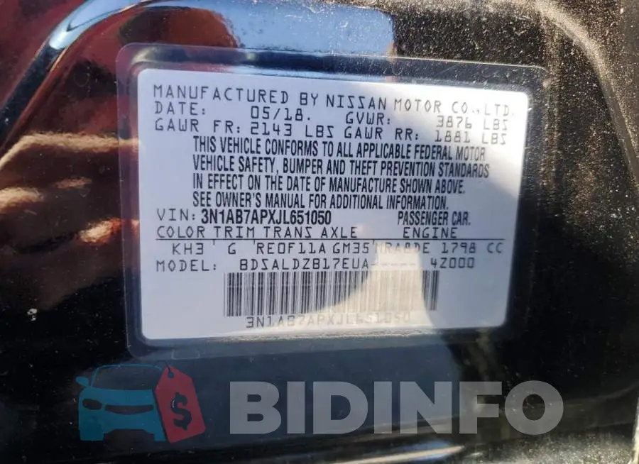 3N1AB7APXJL651050 Photo# 13