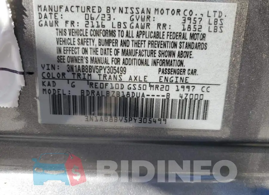3N1AB8BV5PY305499 Photo# 12