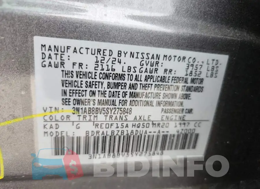 3N1AB8BV5SY275848 Photo# 12