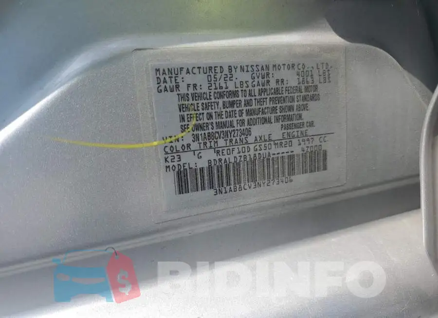 3N1AB8CV3NY273406 Photo# 13