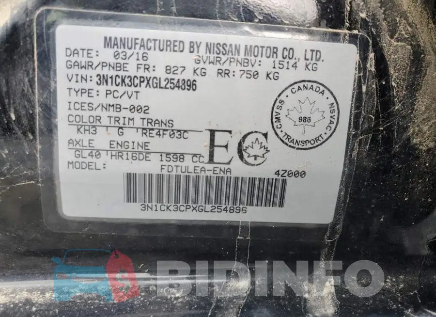 3N1CK3CPXGL254896 Photo# 13