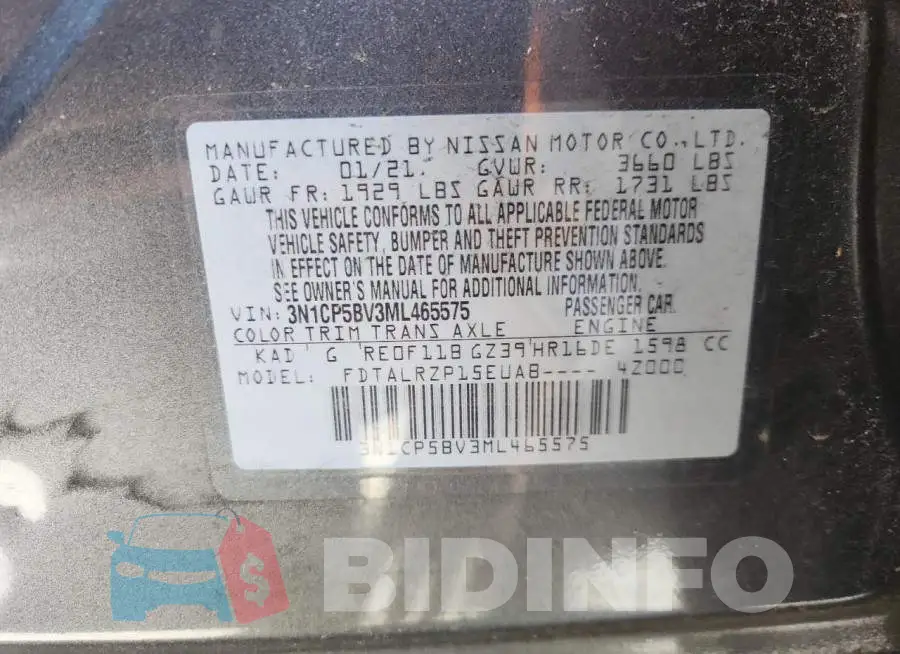 3N1CP5BV3ML465575 Photo# 13