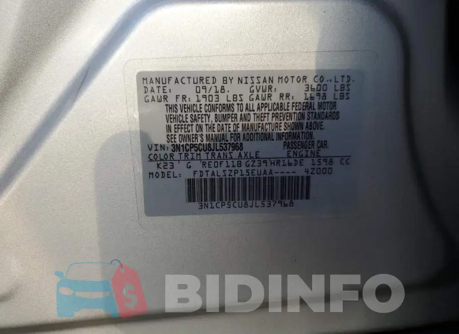 3N1CP5CU8JL537968 Photo# 13