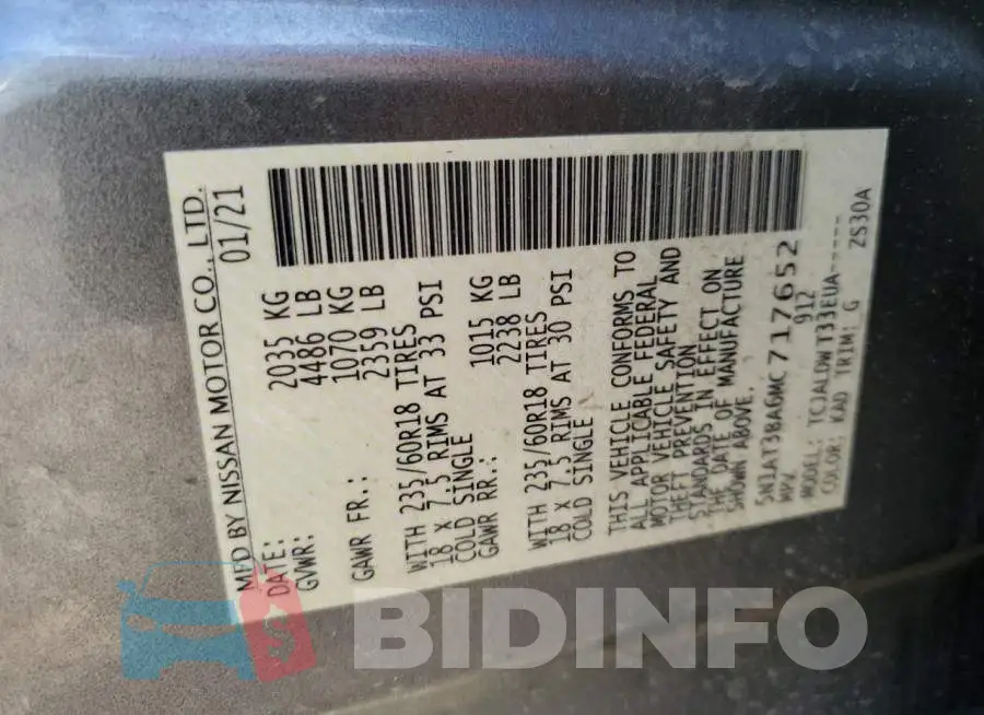 5N1AT3BA6MC717652 Photo# 13