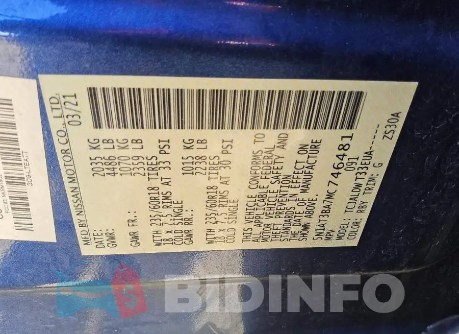 5N1AT3BA7MC746481 Photo# 12