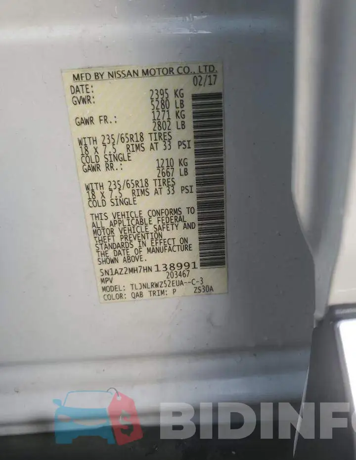 5N1AZ2MH7HN138991 Photo# 13