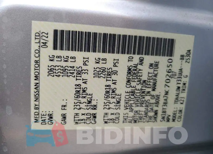 5N1BT3BA7NC702650 Photo# 13