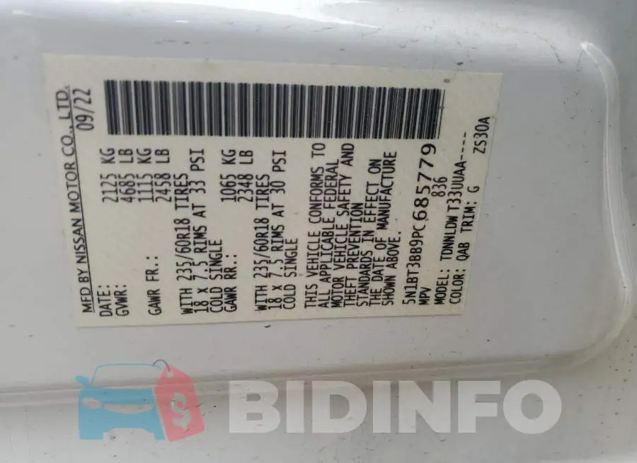 5N1BT3BB9PC685779 Photo# 14