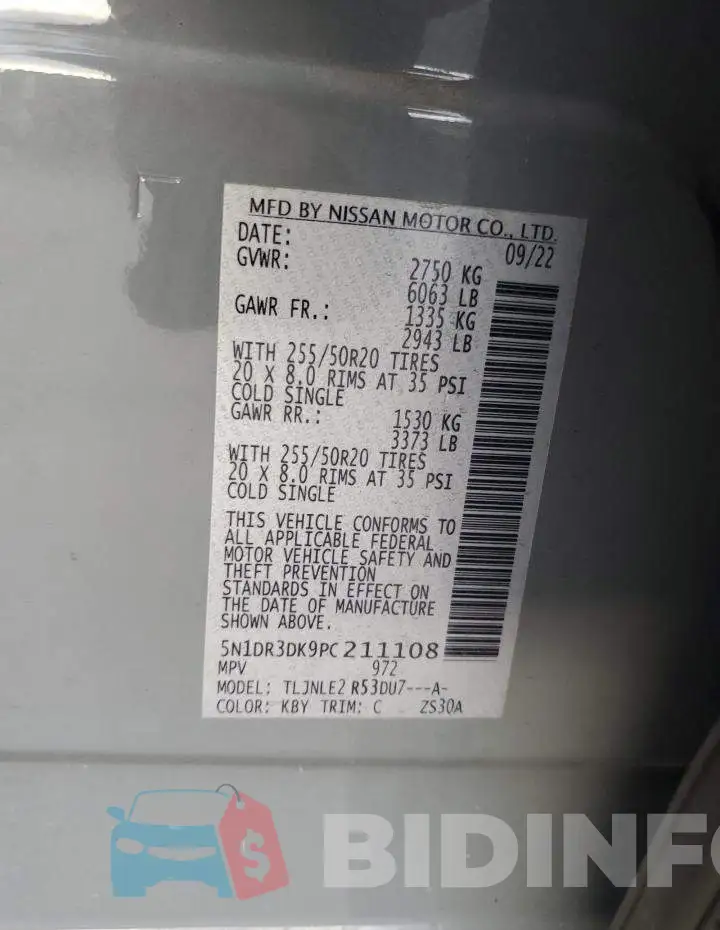 5N1DR3DK9PC211108 Photo# 13