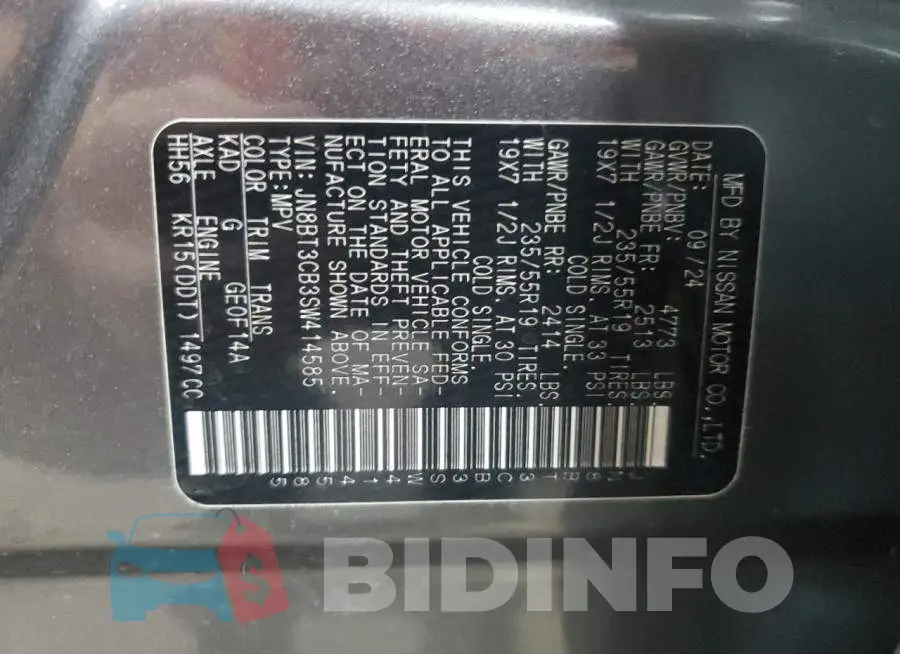 JN8BT3CB3SW414585 Photo# 13