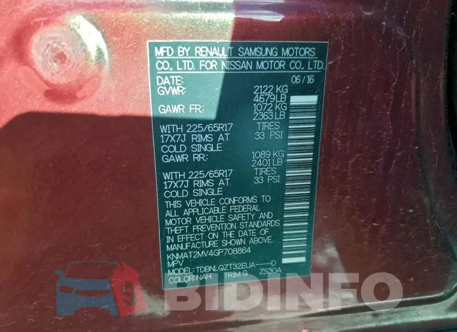 KNMAT2MV4GP708864 Photo# 13