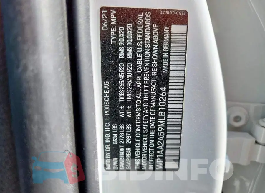 WP1AA2A59MLB10264 Photo# 13