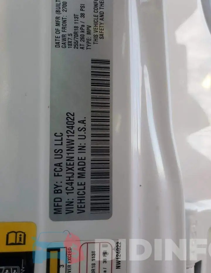 1C4HJXEN1NW124022 Photo# 13