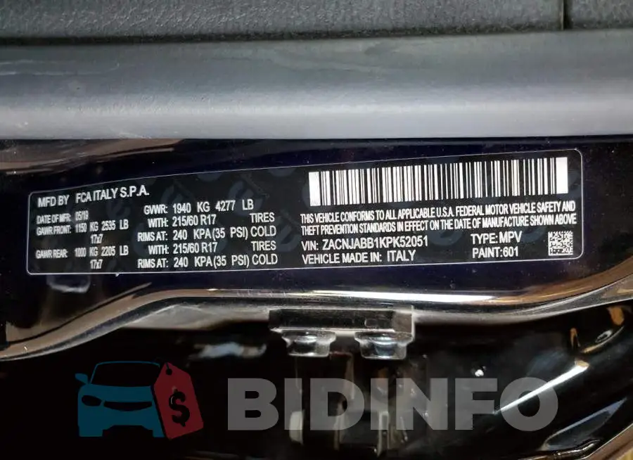 ZACNJABB1KPK52051 Photo# 12