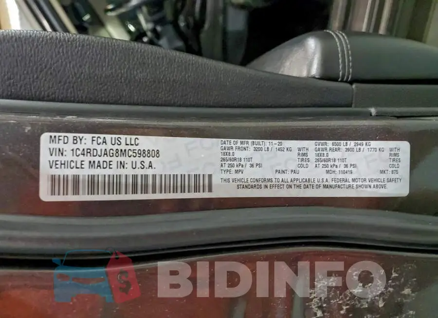 1C4RDJAG8MC598808 Photo# 13