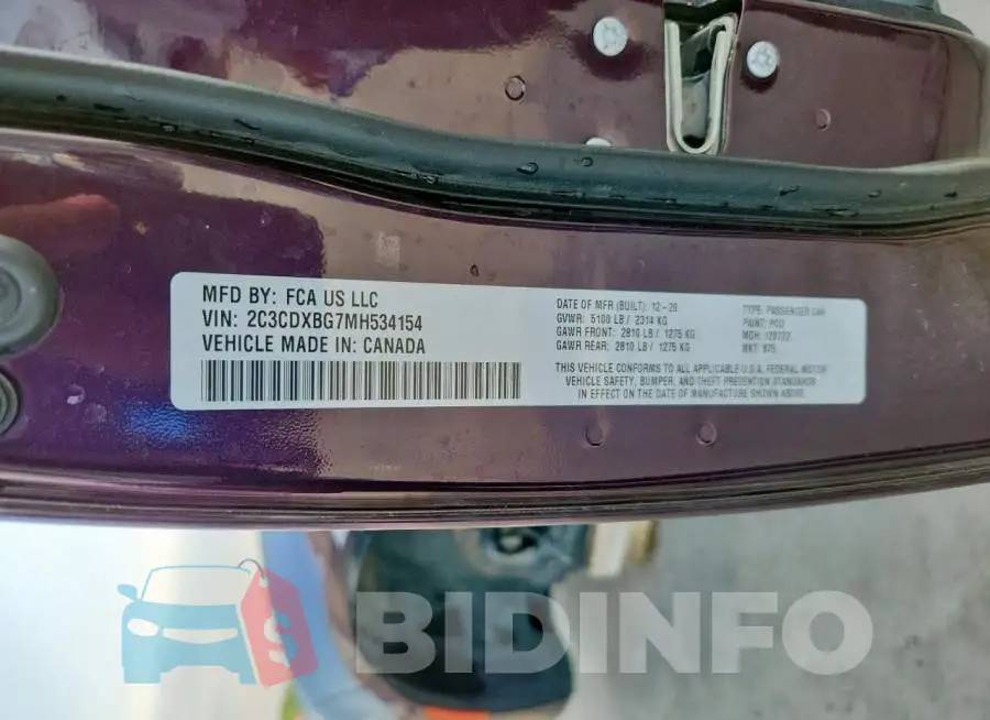 2C3CDXBG7MH534154 Photo# 12