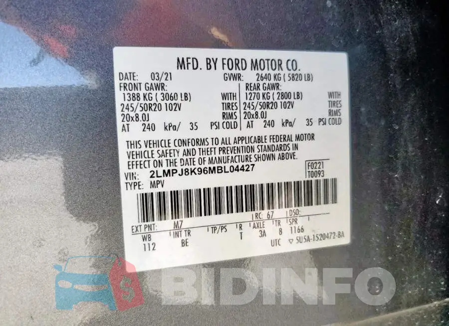 2LMPJ8K96MBL04427 Photo# 14