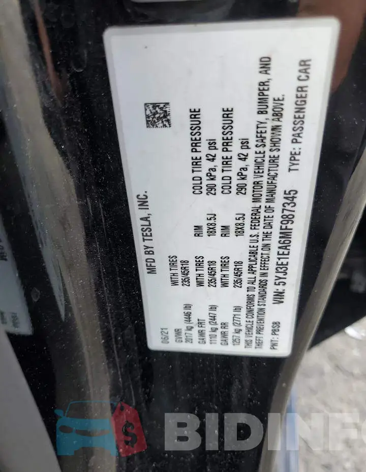 5YJ3E1EA6MF987345 Photo# 12