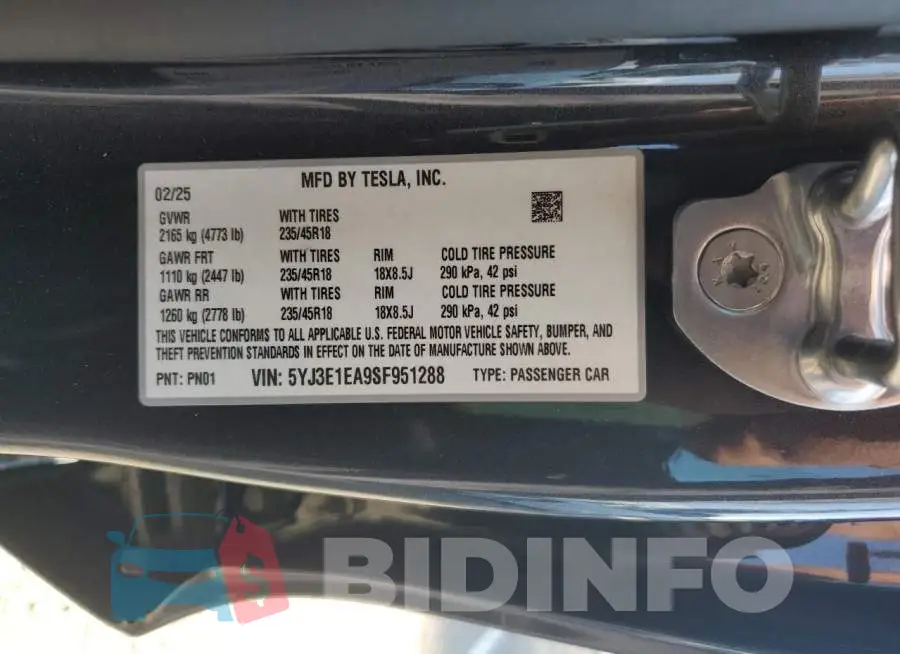 5YJ3E1EA9SF951288 Photo# 12