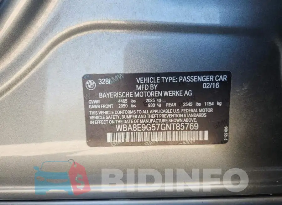 WBA8E9G57GNT85769 Photo# 12
