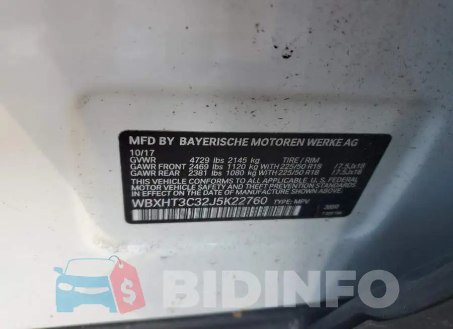 WBXHT3C32J5K22760 Photo# 13