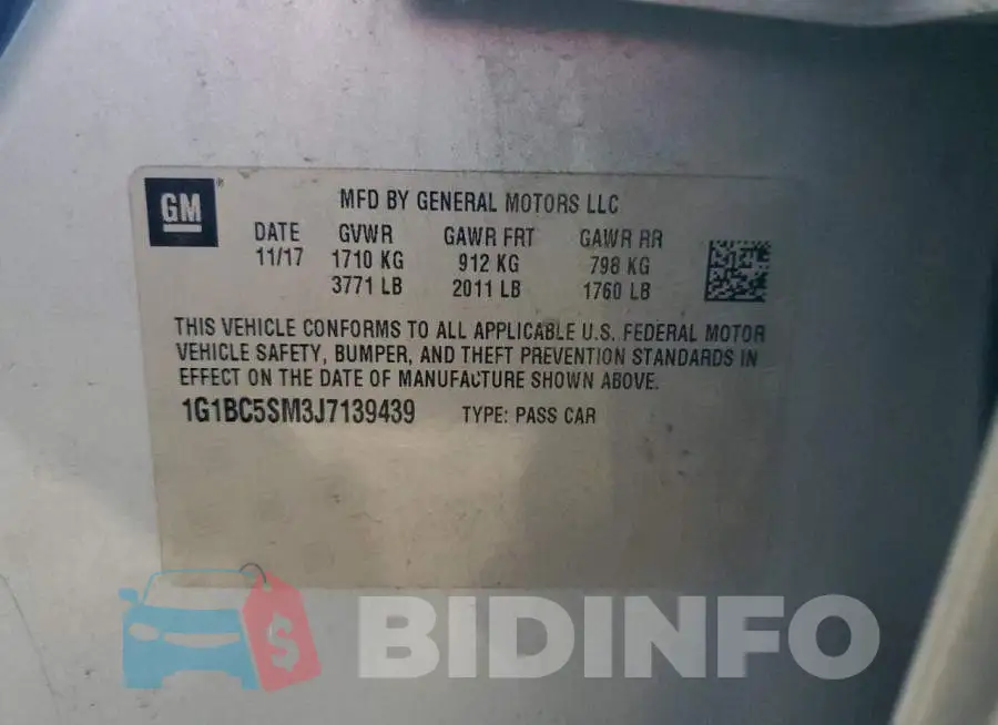 1G1BC5SM3J7139439 Photo# 12