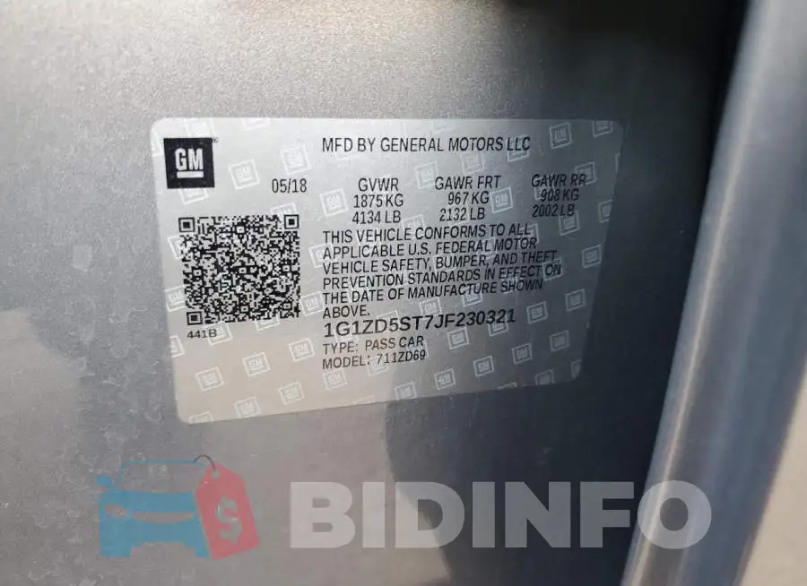 1G1ZD5ST7JF230321 Photo# 12