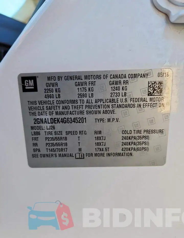 2GNALDEK4G6345201 Photo# 13