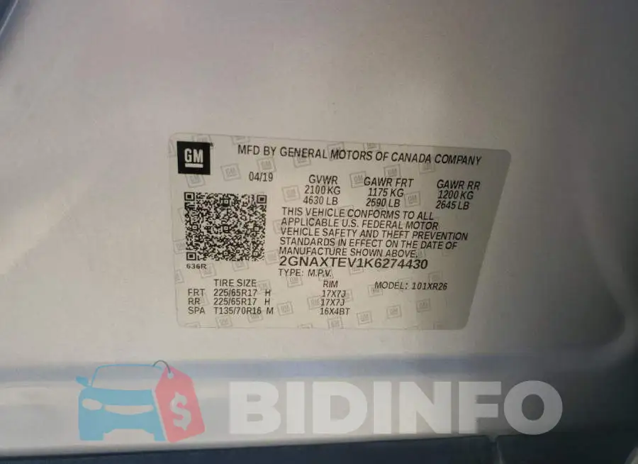 2GNAXTEV1K6274430 Photo# 13