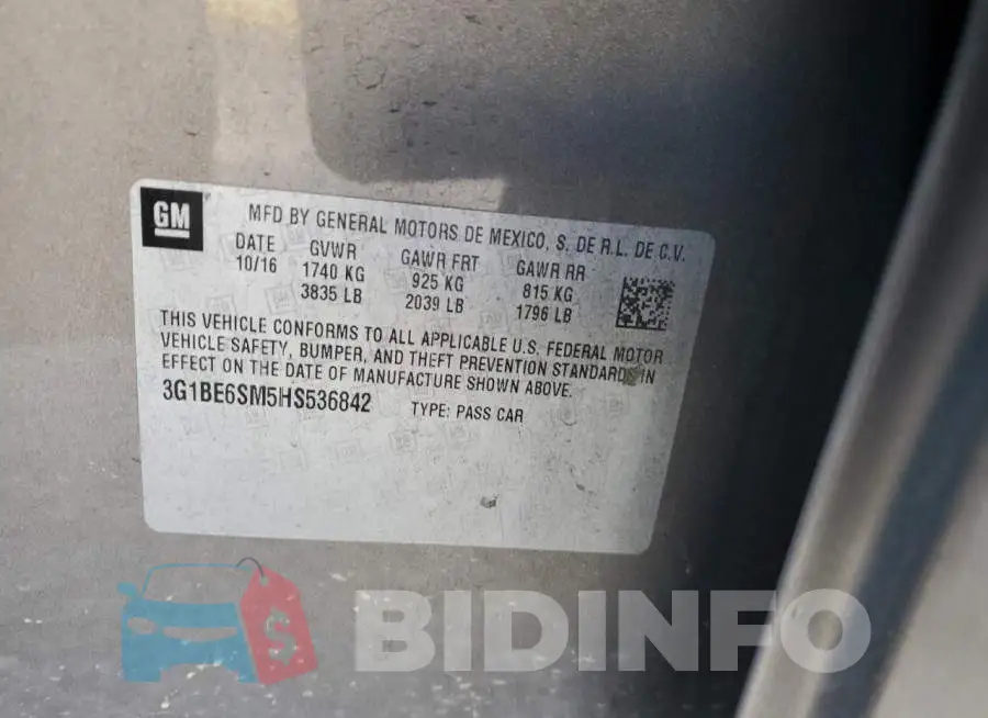 3G1BE6SM5HS536842 Photo# 12
