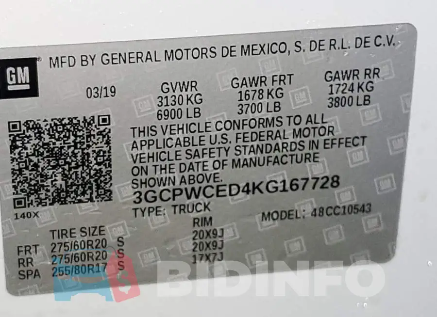 3GCPWCED4KG167728 Photo# 13