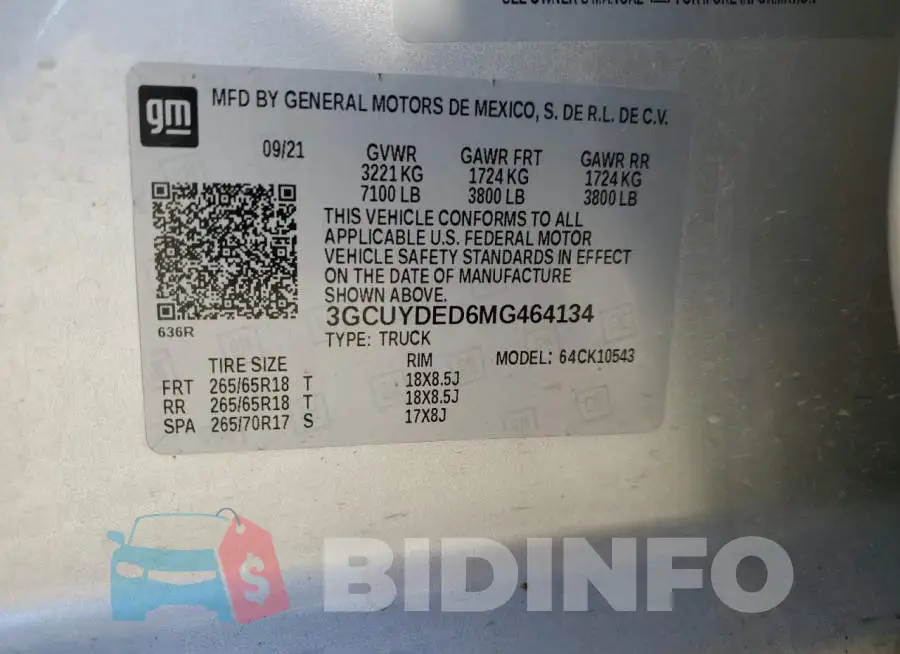 3GCUYDED6MG464134 Photo# 12